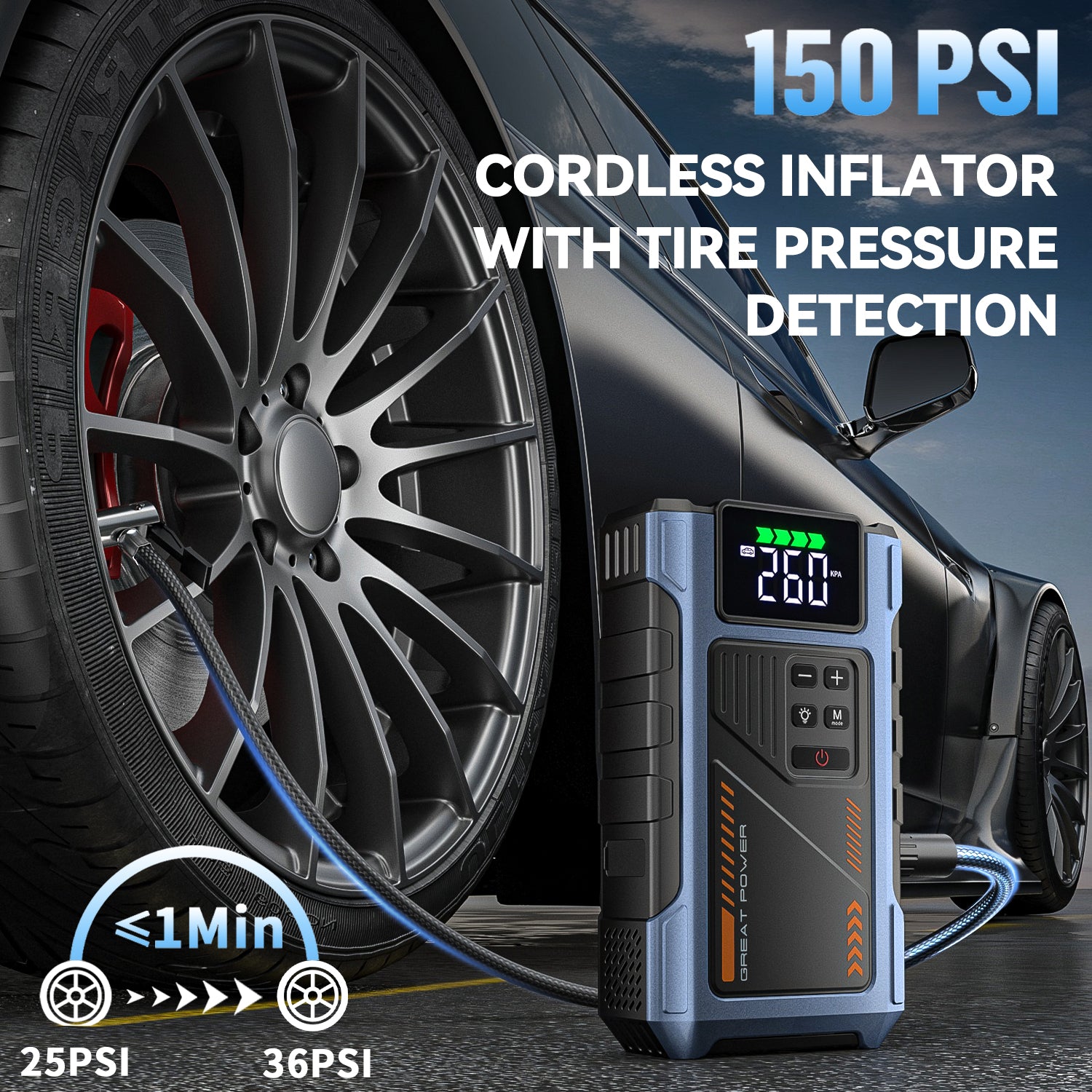 Jump Starter with Air Compressor,4000A Jumper Box for Car Battery