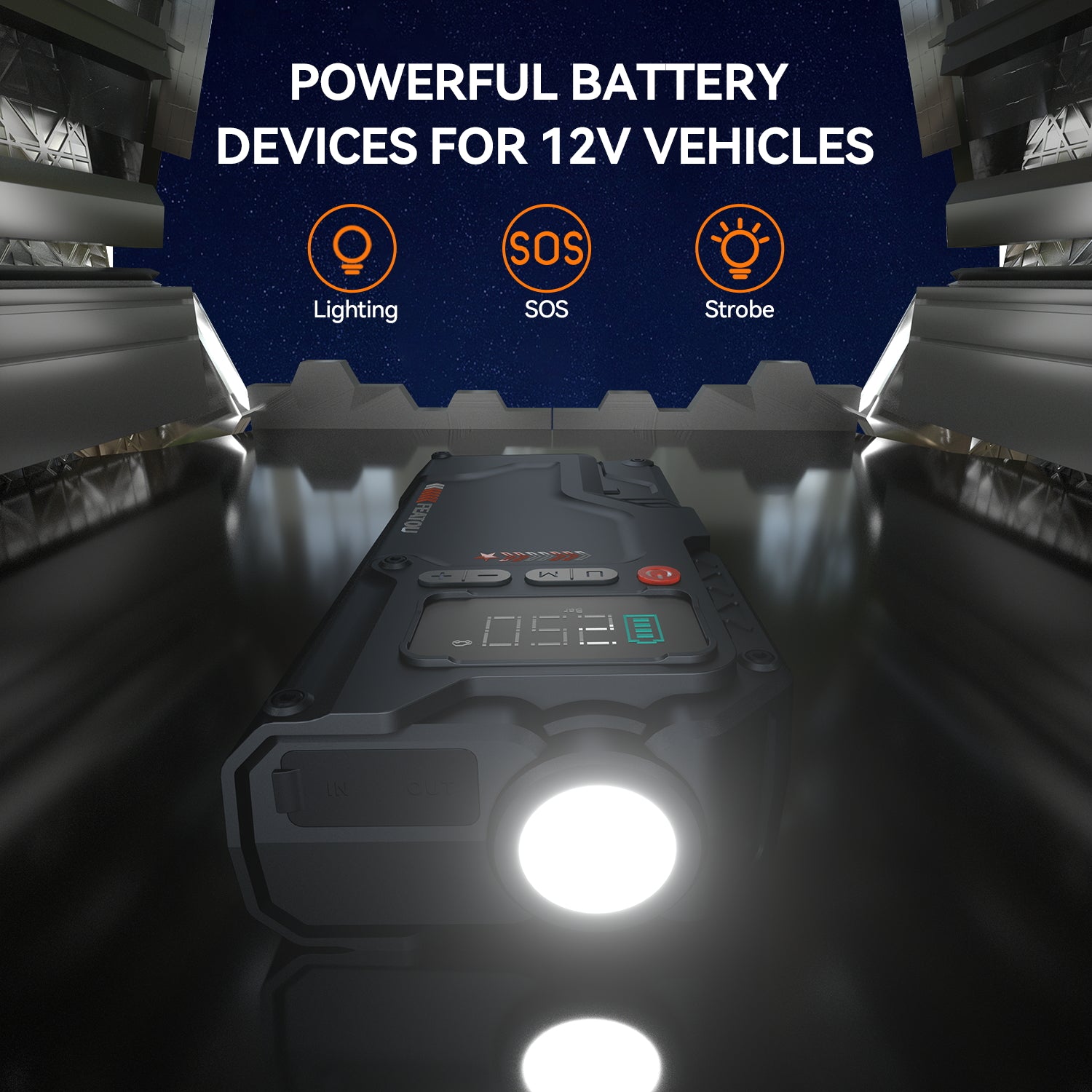 Featou Portable Car Jump Starter with Air Compressor, 5000A 25000mAh 12V Battery