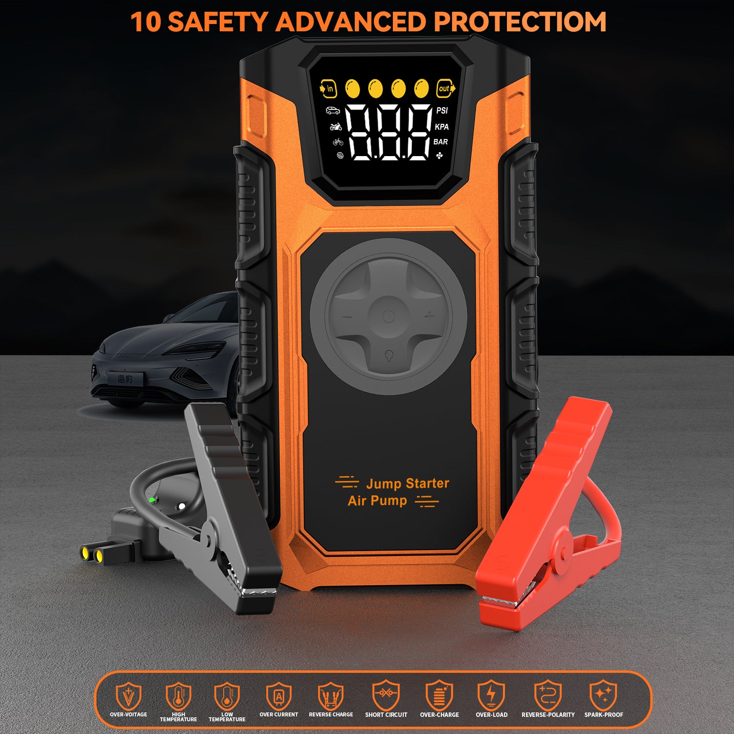 Jump Starter with Air Compressor,5000A Peak Battery Jump Starter