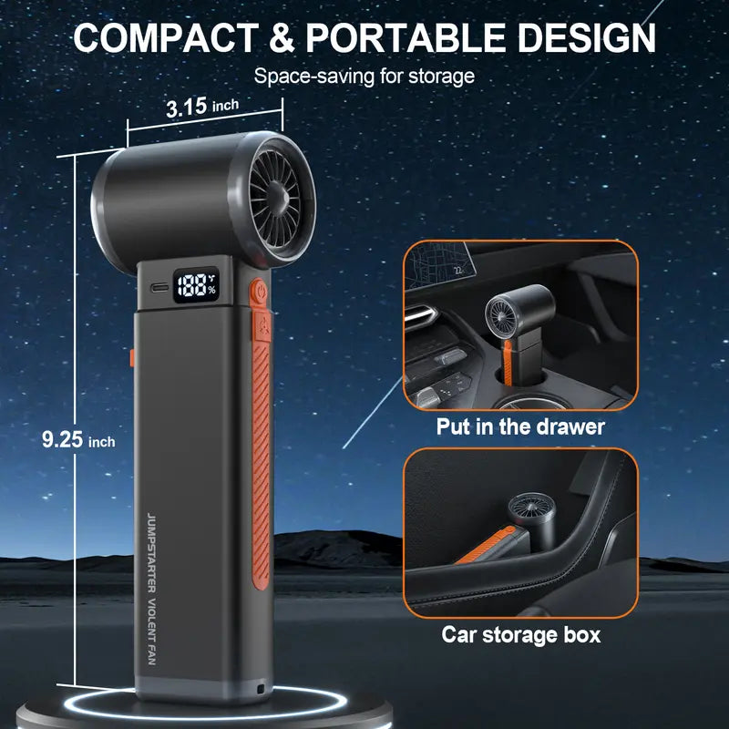 8000A Portable Car Jump Starter with Violent/Turbo Fan & Vacuum Cleaner geeneu