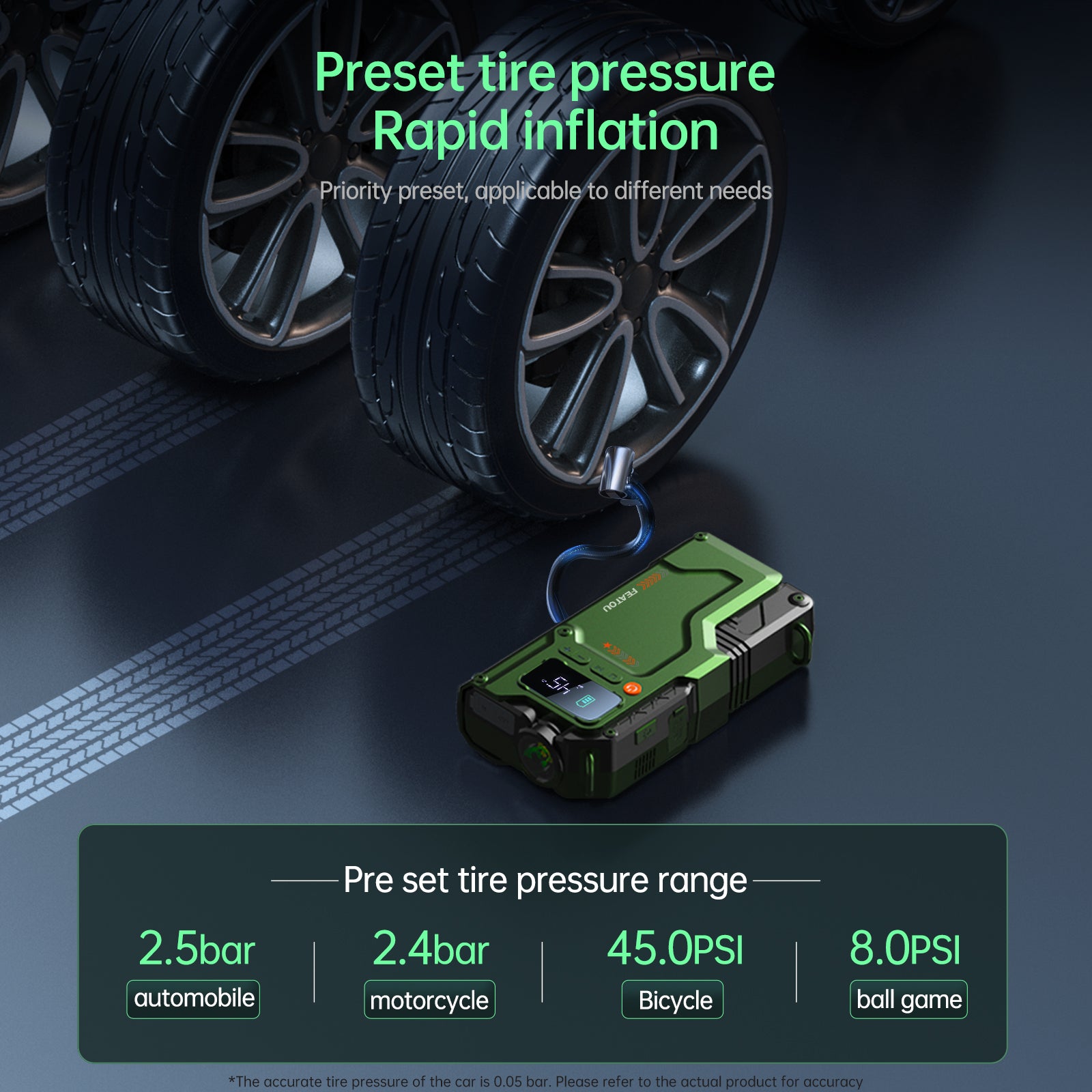 Featou Car Jump Starter with Air Compressor, 6000A Peak 12V Battery