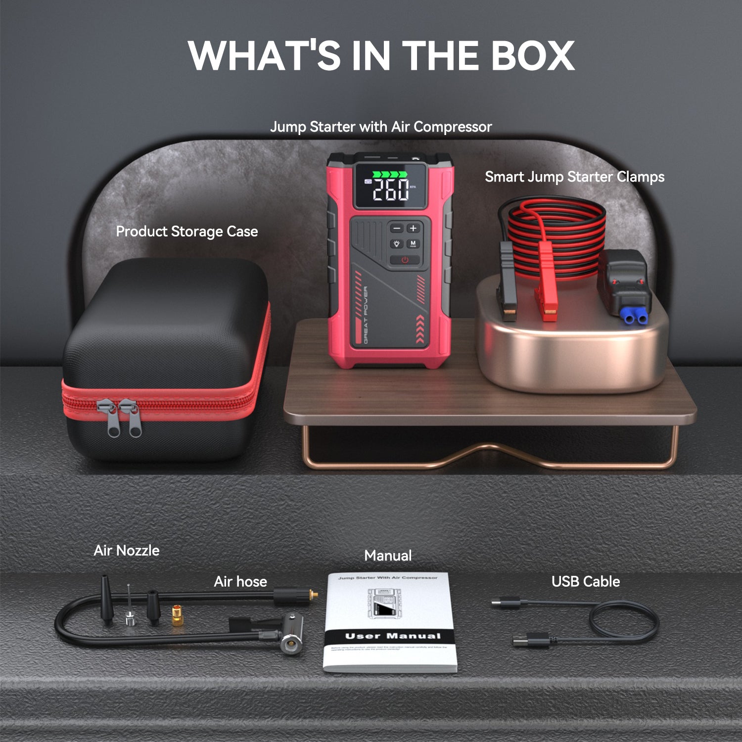 4000A Jump Starter with Air Compressor