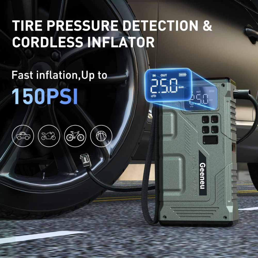 6000A Car Jump Starter with Air Compressor