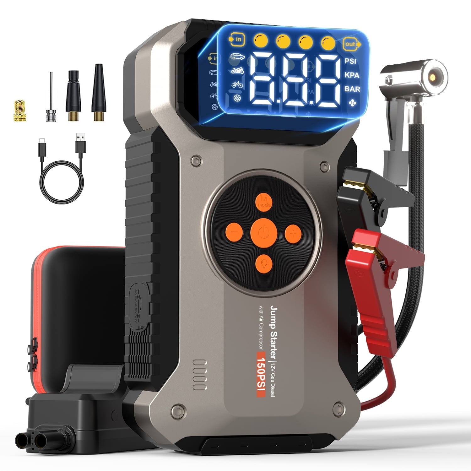 Jump Starter with Air Compressor, 5000A Peak Jump Box Starter for Car Battery