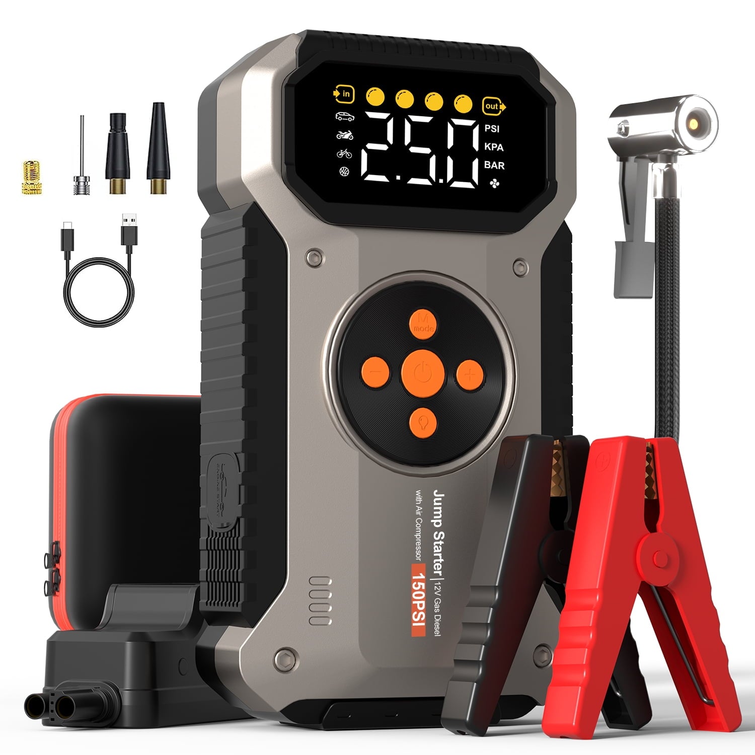 Jump Starter with Air Compressor, 5000A Peak Jump Box Starter for Car Battery