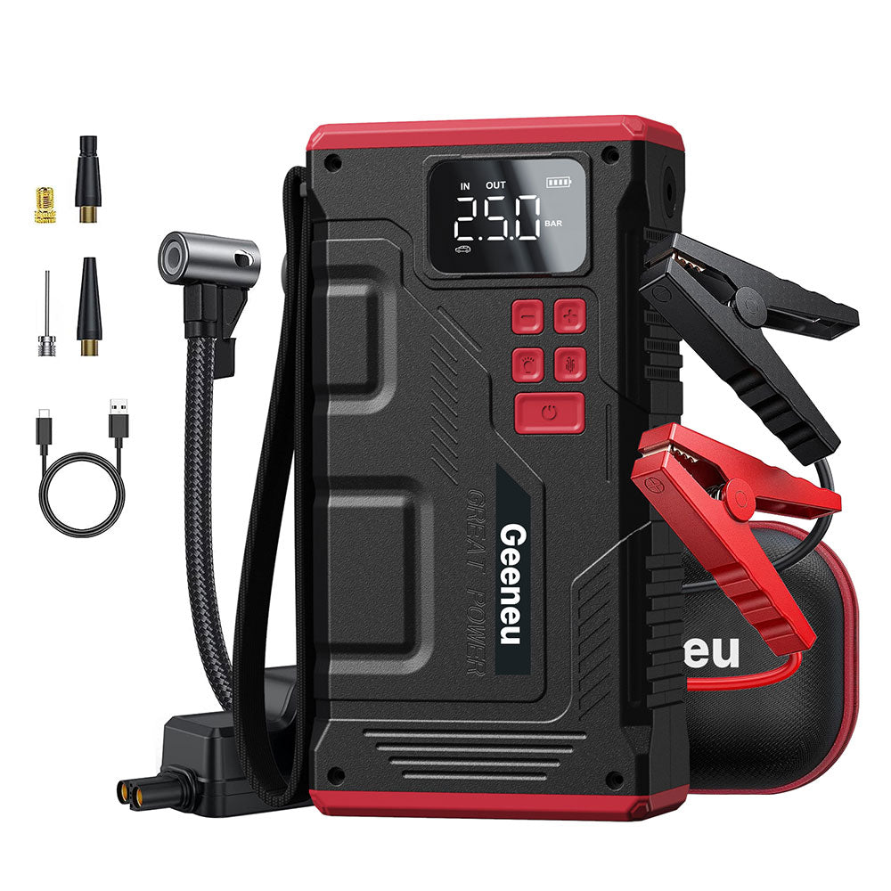 Geeneu Portable 6000A Car Battery Jumper Starter with Air Compressor