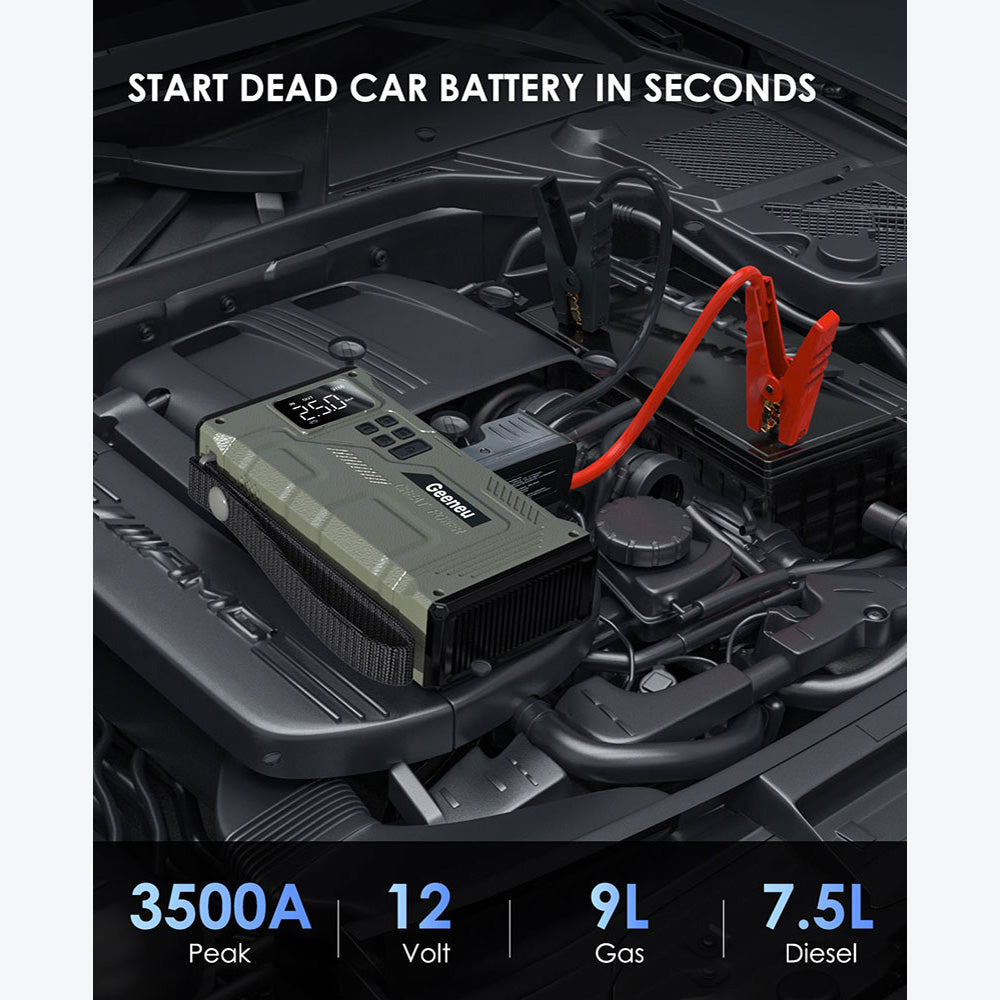 Geeneu Portable 3500A Peak Car Battery Jumper  with Air Compressor