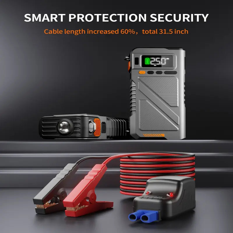 Jump Starter with Air Compressor - All-in-One Roadside Lifesaver geeneu