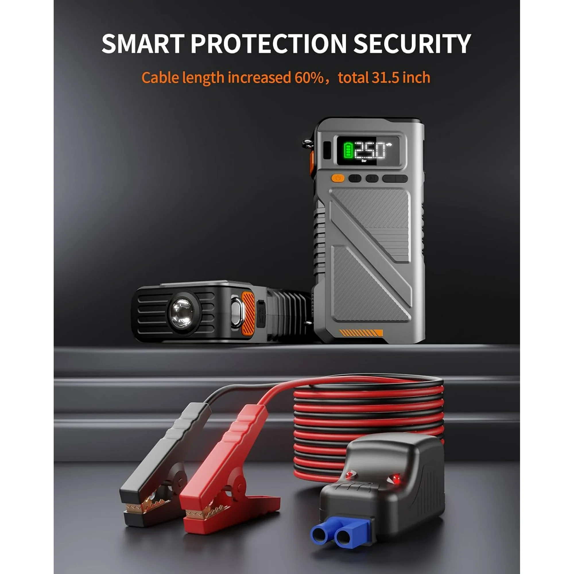 5-in-1 Car Jump Starter with Air Compressor
