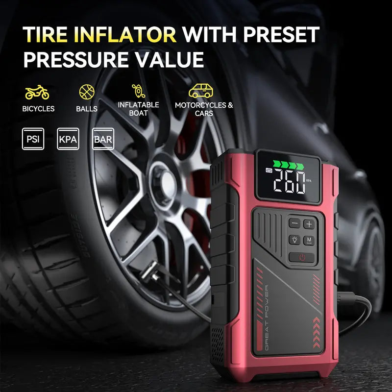 Jump Starter with Air Compressor - All-in-One Roadside Lifesaver 5000A geeneu