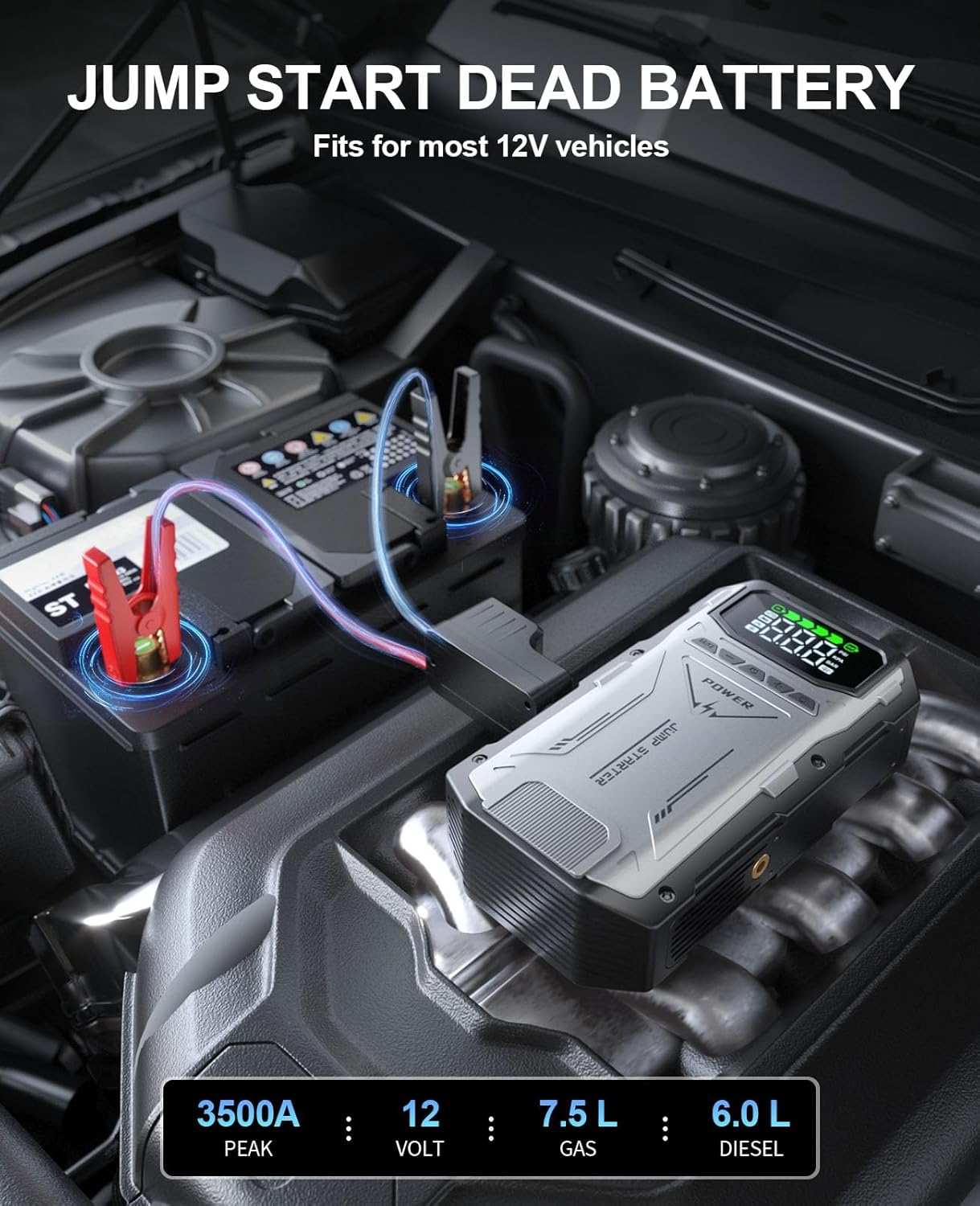 3500A Jump Box Car Battery Charger, Portable Jumper Starter Power Pack
