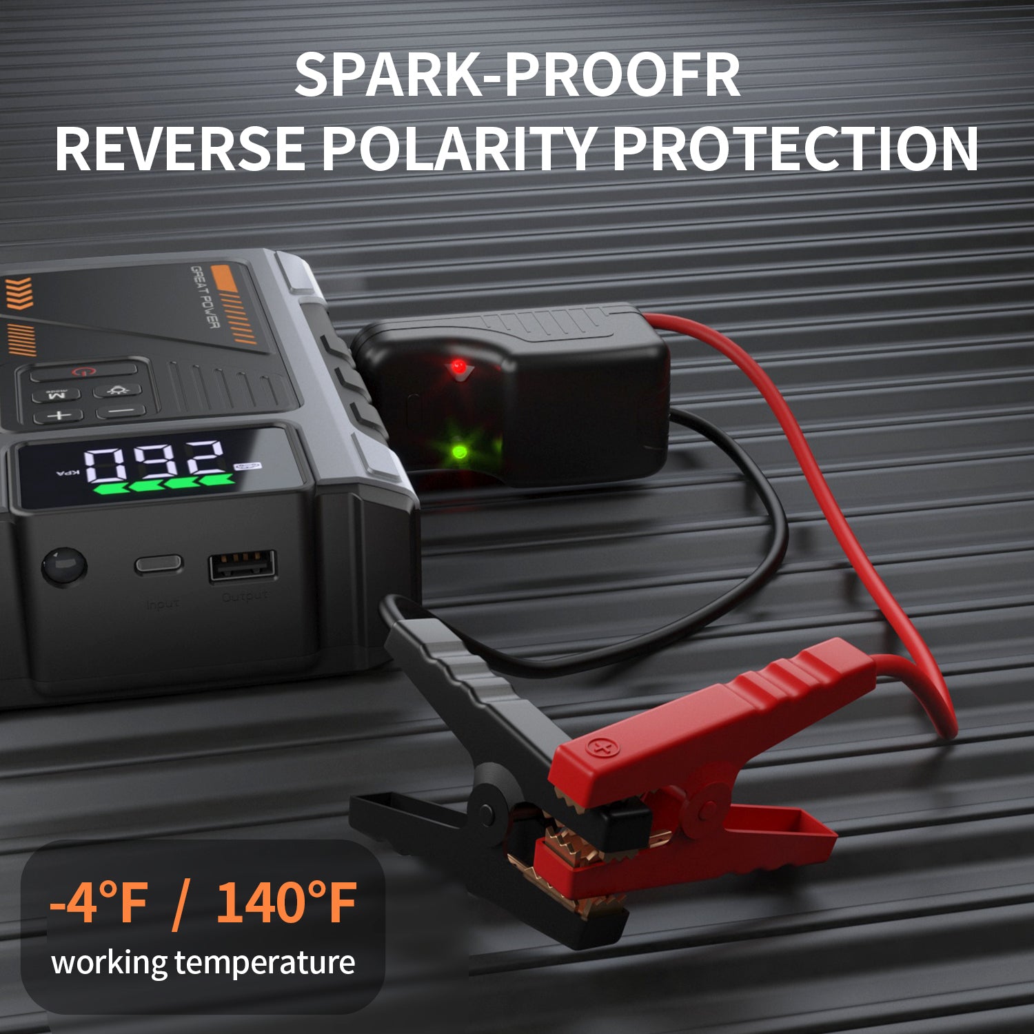 Portable Jump Starter with Air Compressor 4000A Peak with 150PSI Tire Inflator