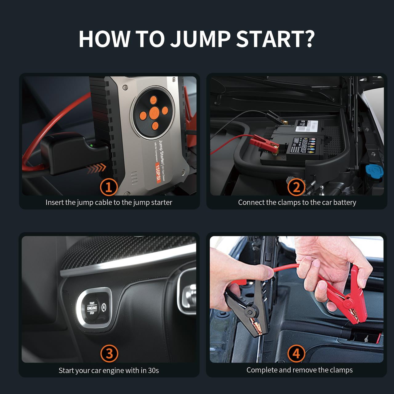 Jump Starter with Air Compressor,  5000A Peak Jump Box Starter for Car Battery