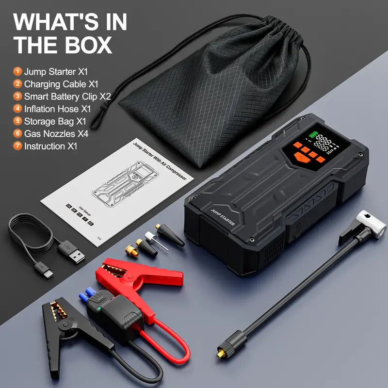 Summer Road Trip Essential: 16800mAh Jump Starter & Air Compressor - Don't Let a Dead Battery Stall Your 2026 Adventure. geeneu
