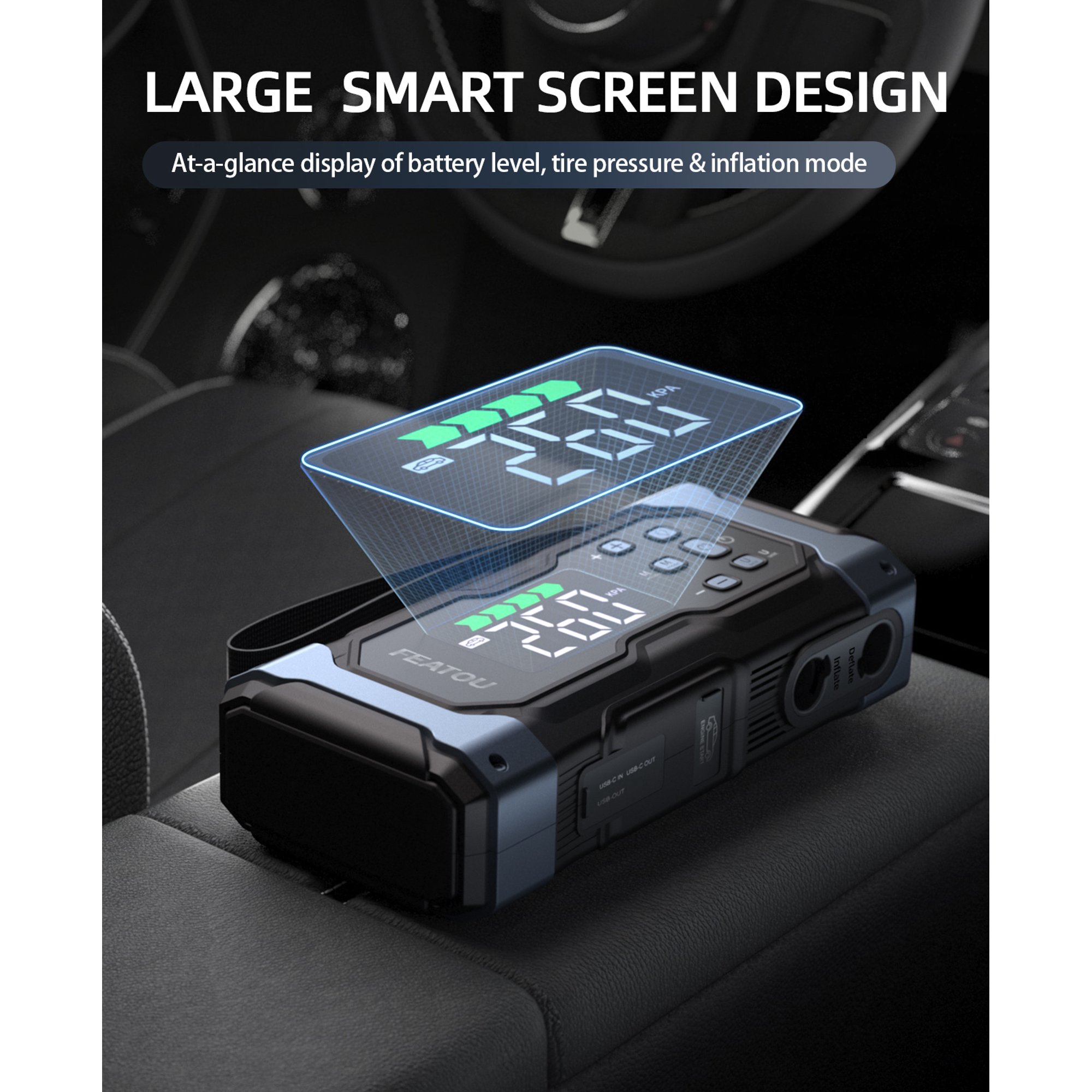 High-Power 9000A Jump Starter with Air Compressor