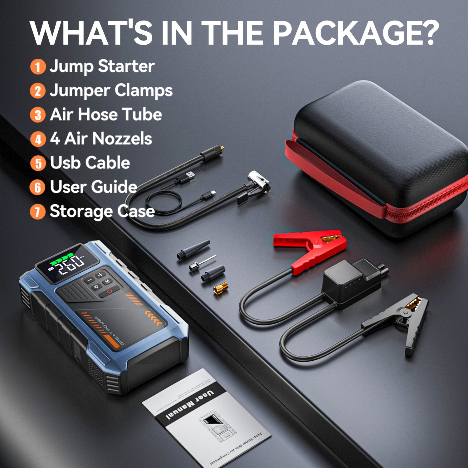 Jump Starter with Air Compressor,4000A Jumper Box for Car Battery