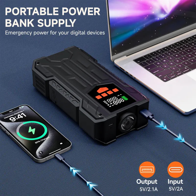 Summer Road Trip Essential: 16800mAh Jump Starter & Air Compressor - Don't Let a Dead Battery Stall Your 2026 Adventure. geeneu