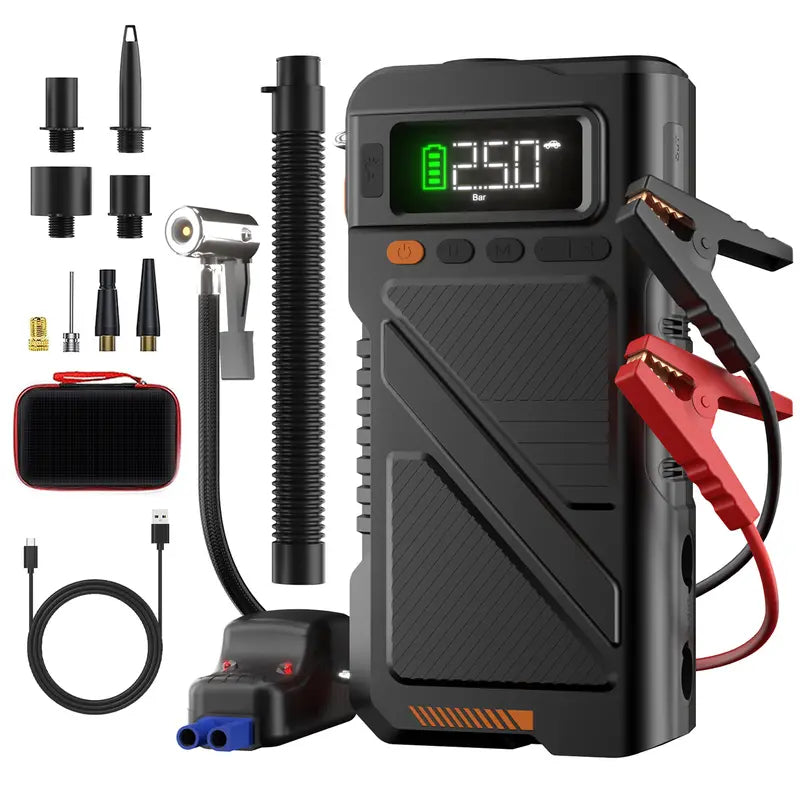7-in-1 Jump Starter with Air Compressor – 5000A, Tire Inflator & Power Bank geeneu