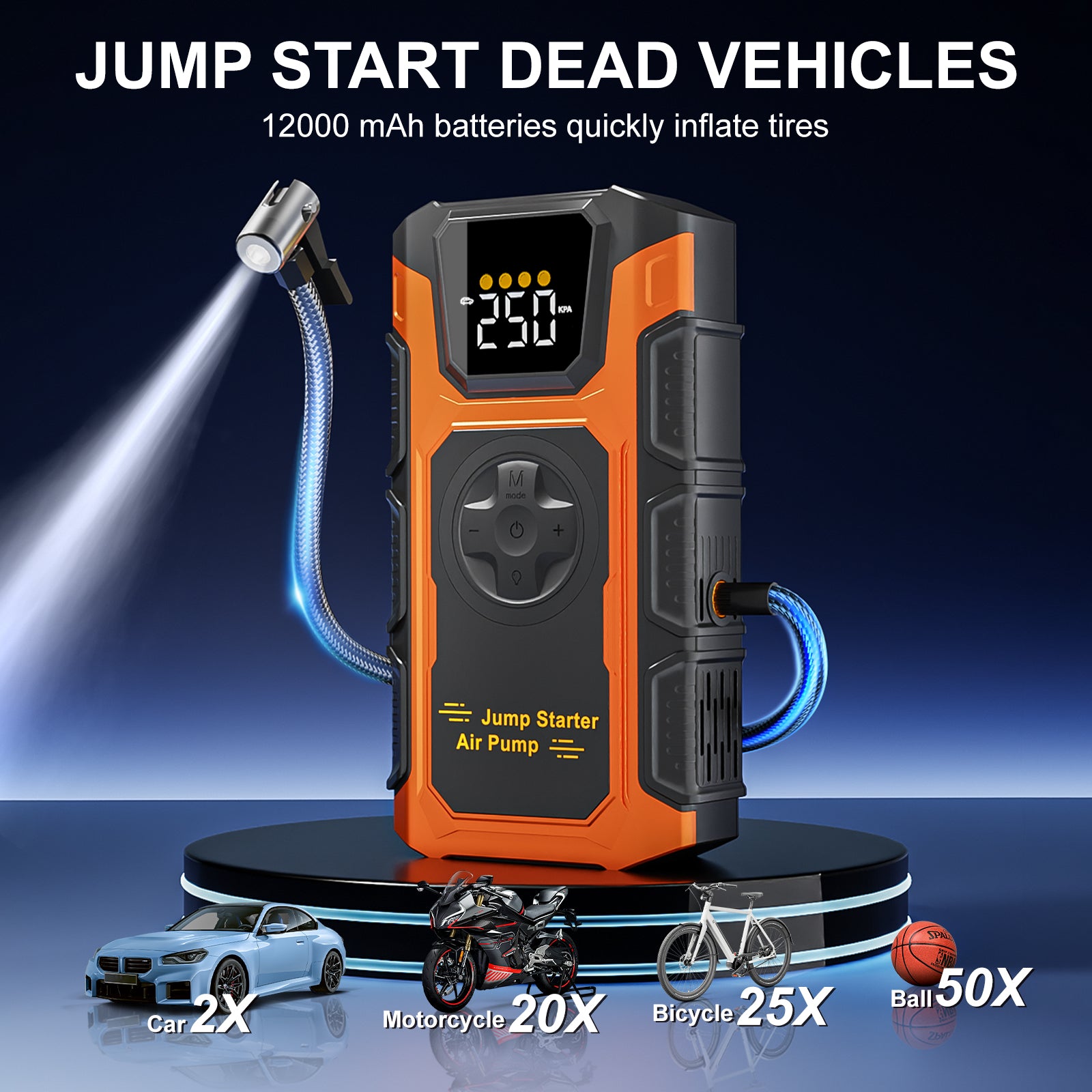 Jump Starter with Air Compressor,5000A Peak Battery Jump Starter