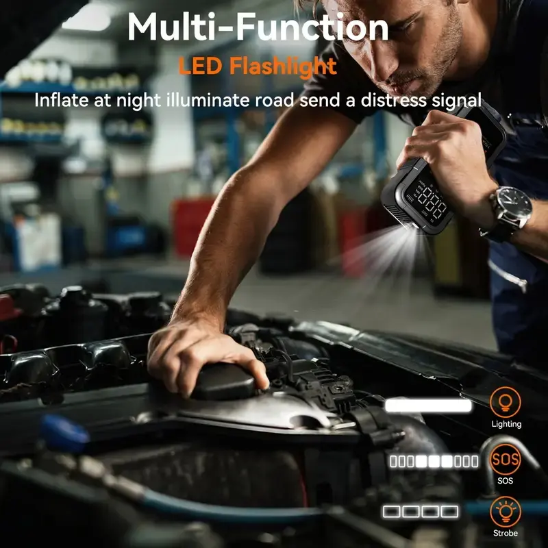 Featou P2 Pro Portable Tire Inflator 150PSI High-Pressure with Smart ON/OFF Hose Design