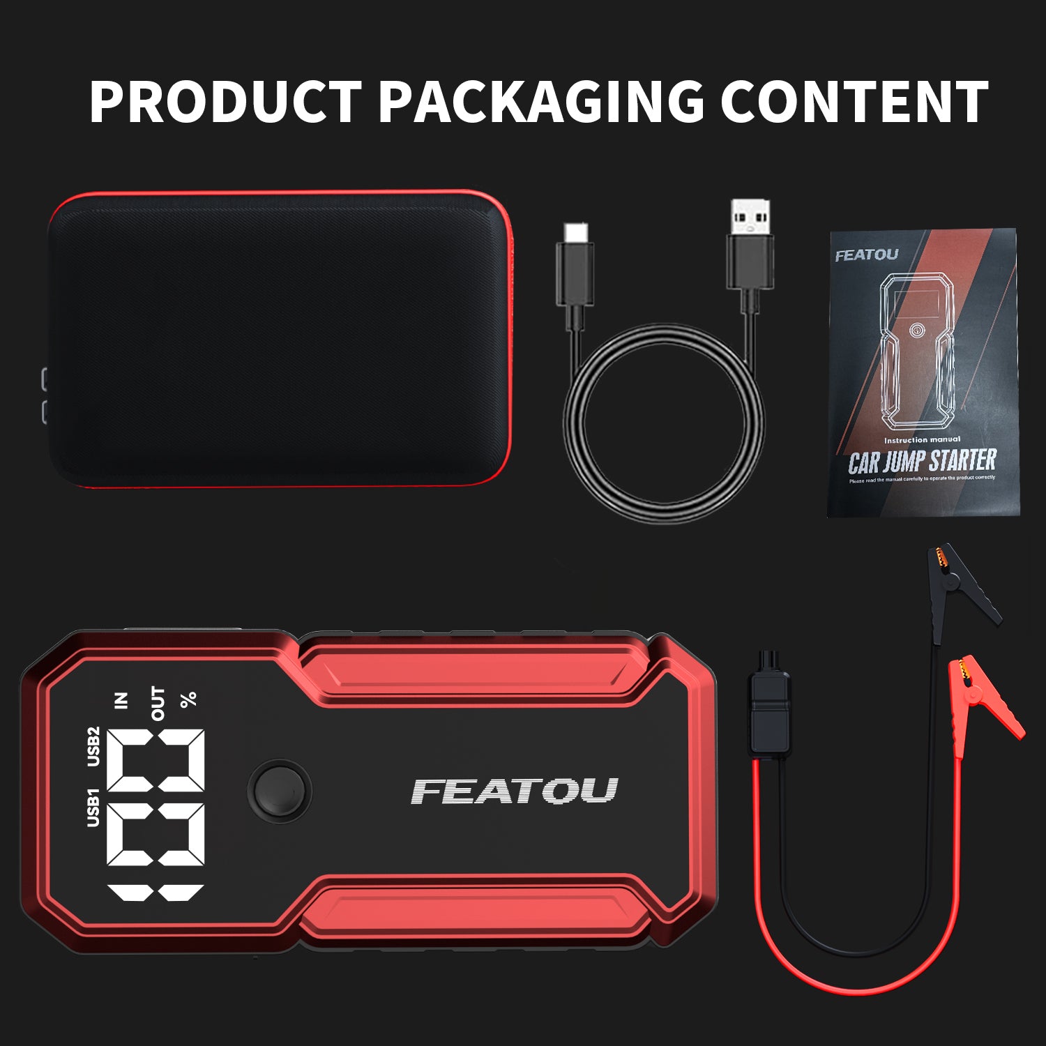Portable Car Jump Starter,5000A Peak 12V Battery