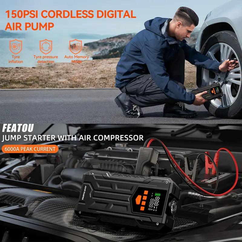 Summer Road Trip Essential: 16800mAh Jump Starter & Air Compressor - Don't Let a Dead Battery Stall Your 2026 Adventure. geeneu