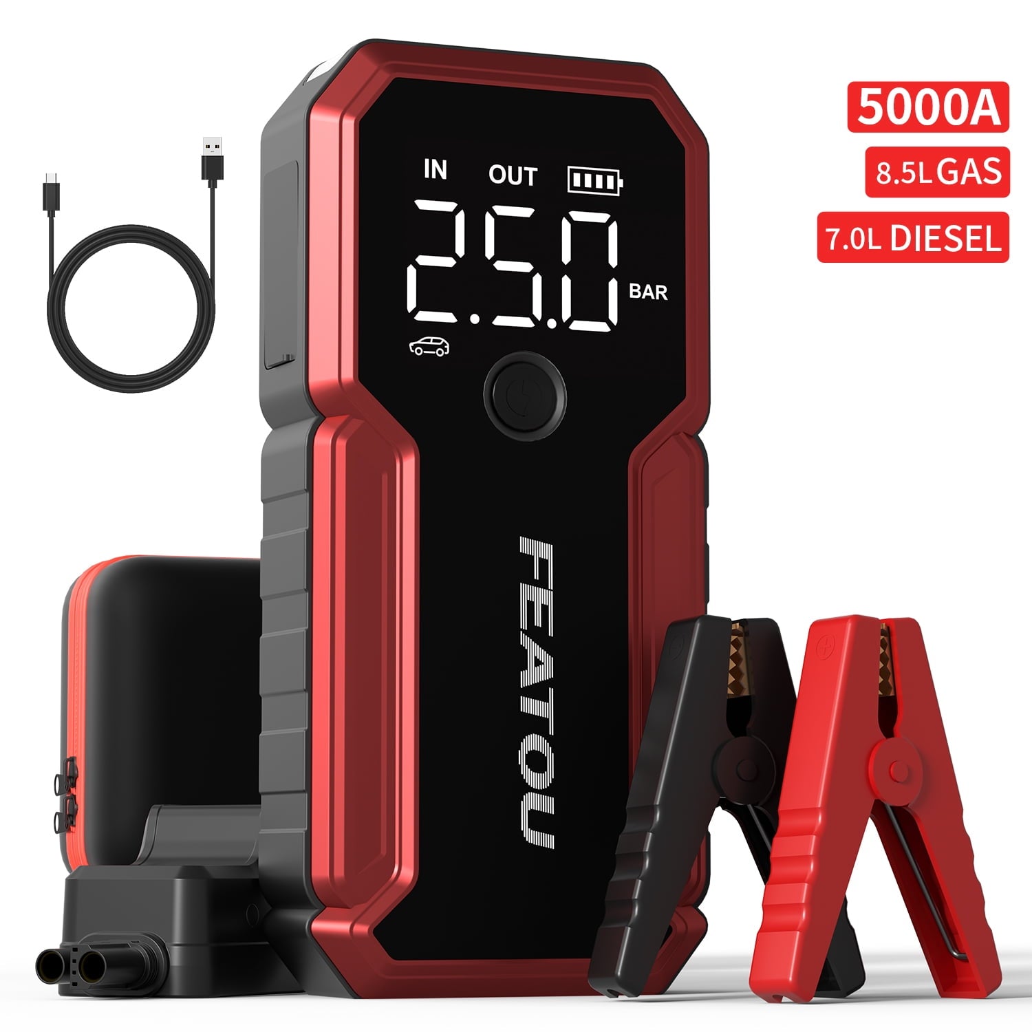 Portable Car Jump Starter,5000A Peak 12V Battery