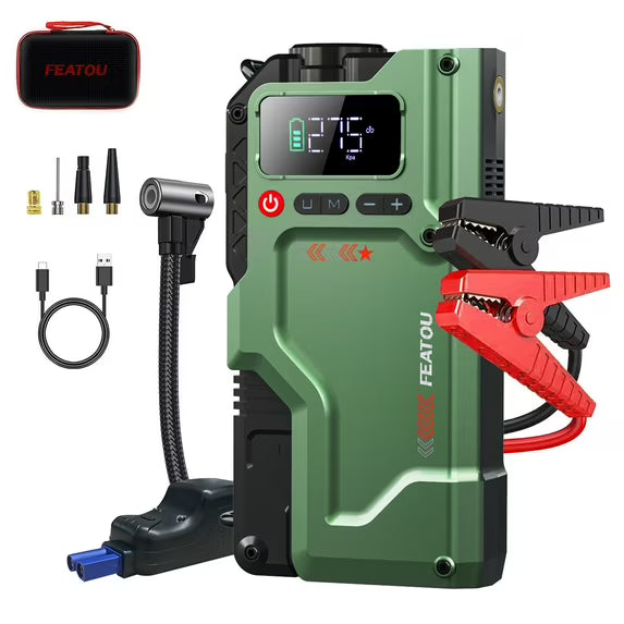 Car Jump Starter with Air Compressor, 6000A Peak 12V Battery geeneu