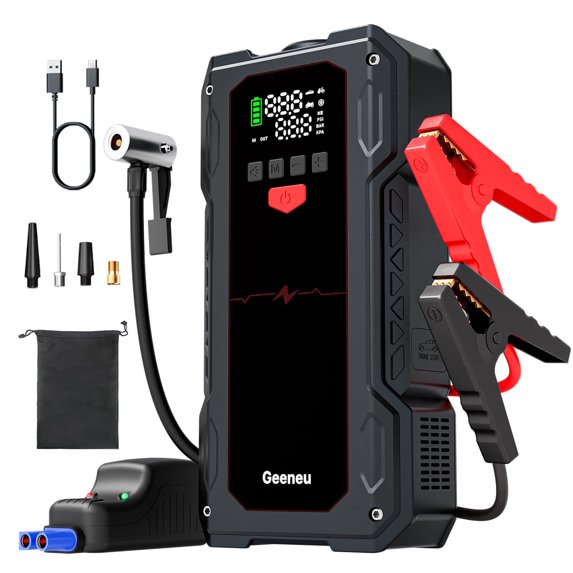 LAFISOON 6000A  Portable Car Jump Starter with Air Compressor (ALL Gas/10.0L Diesel),W600（fuben） geeneu