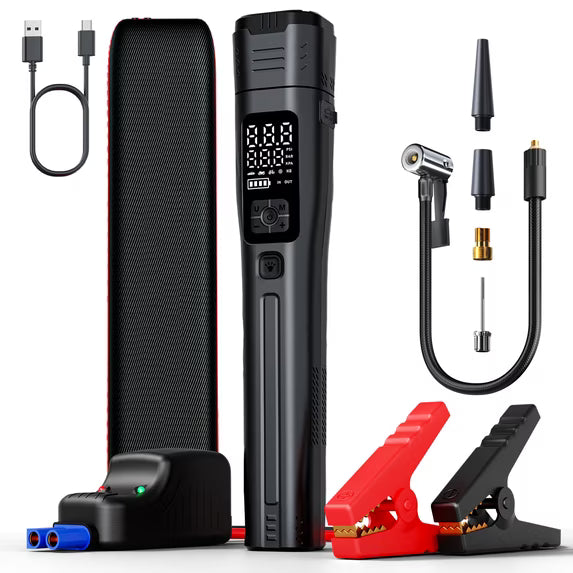 2026 Upgraded Portable Car Jump Starter - 8000A Automotive Jump Starter with 150PSI Inflator geeneu