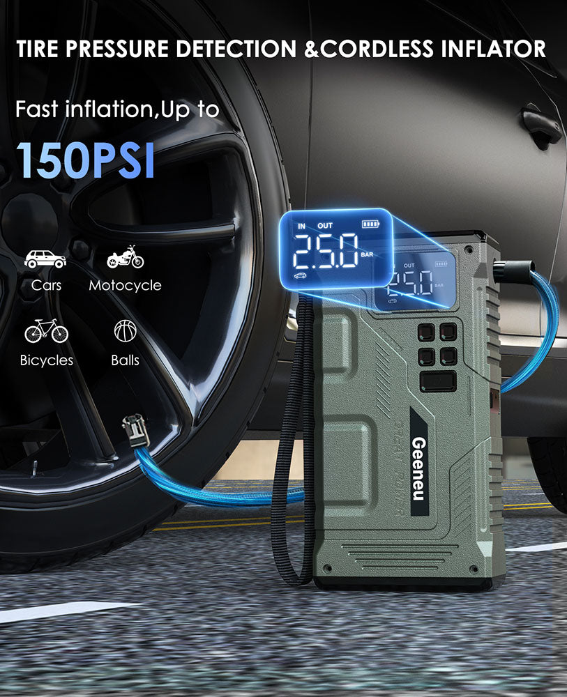 W130 Portable Car Jump Starter with Air Compressor