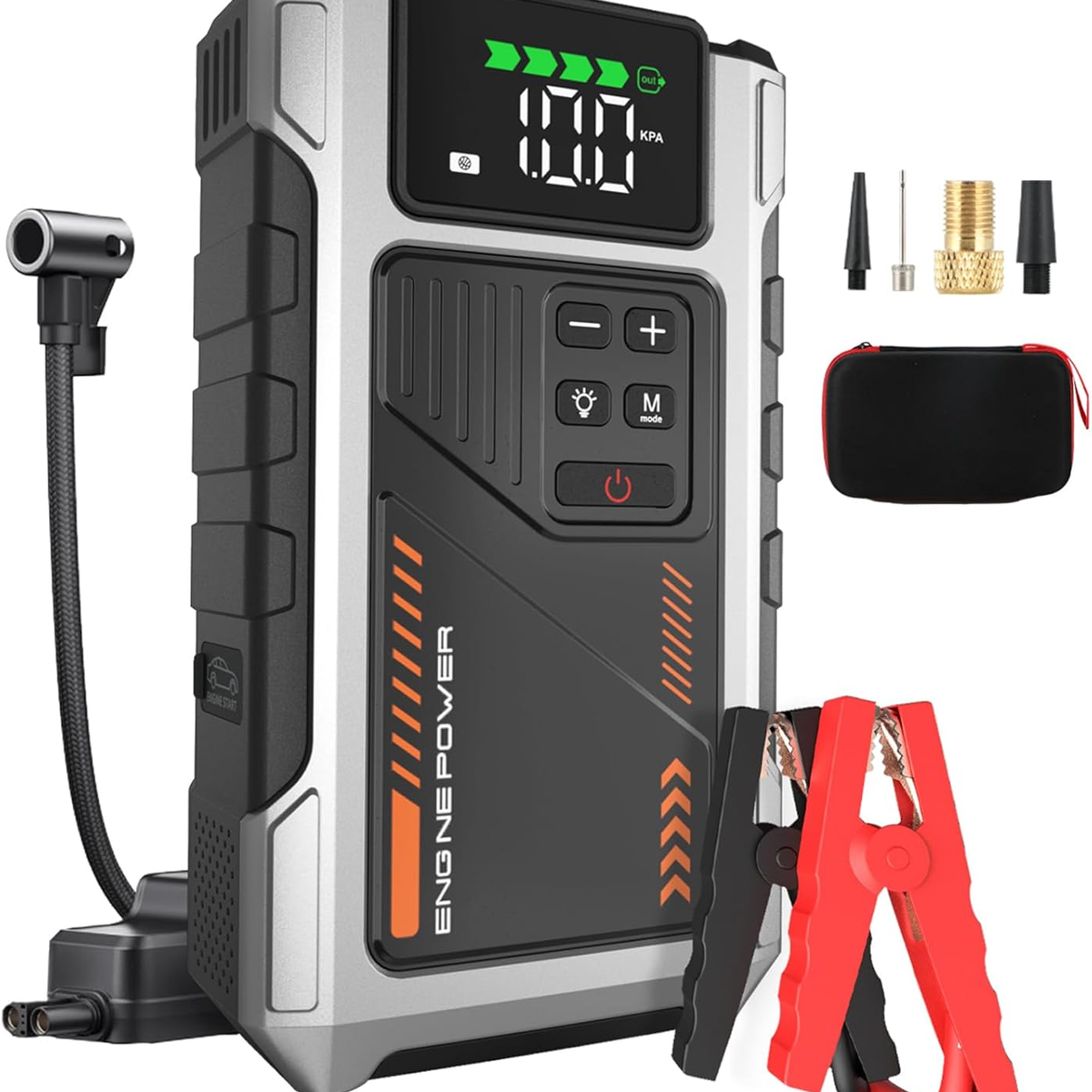 Portable Jump Starter with Air Compressor 6000A Peak with 150PSI Tire