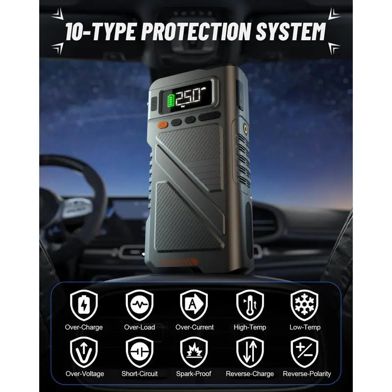 car 9000A Jump Starter with Air Compressor geeneu