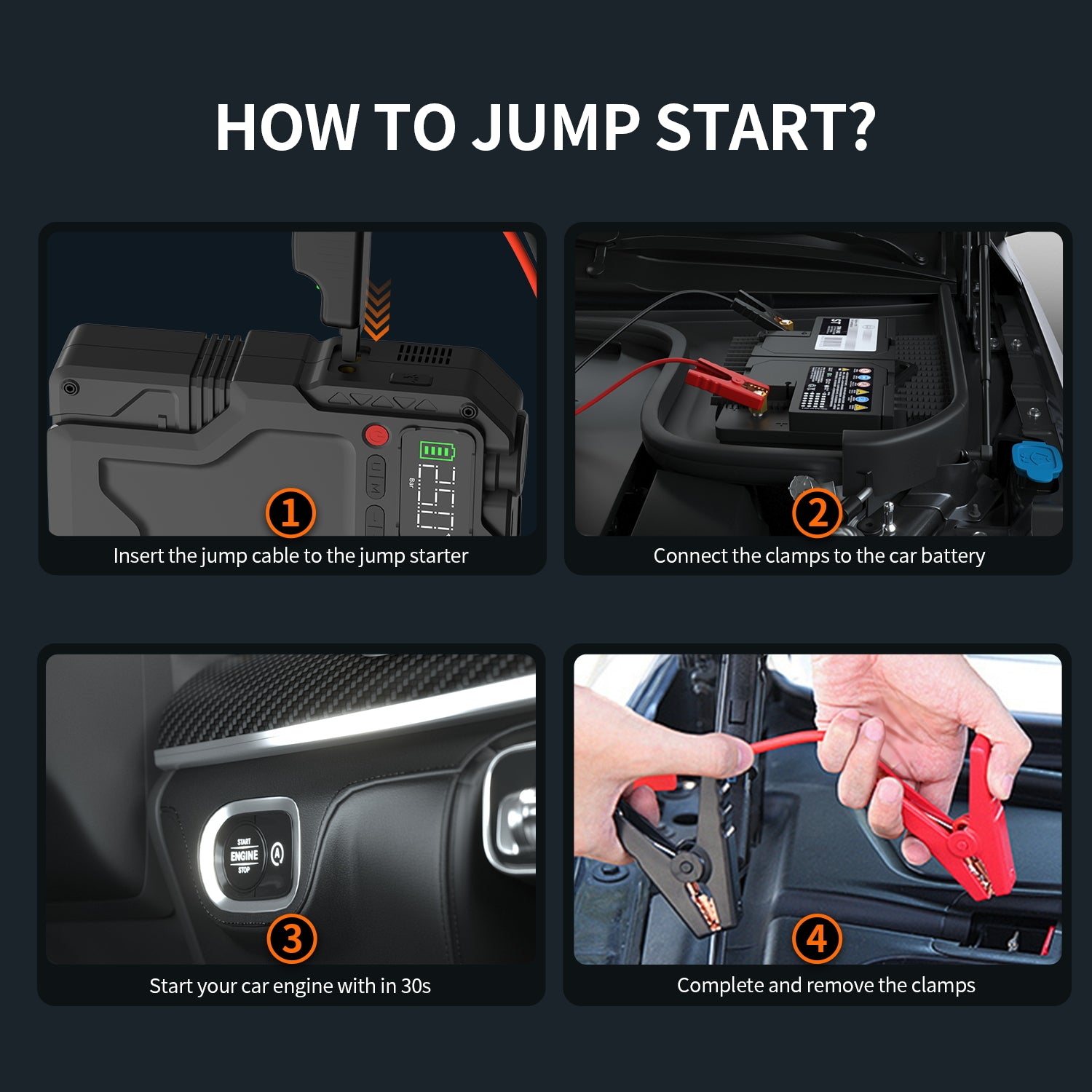 5000A Peak Portable Car Jump Starter with Air Compressor