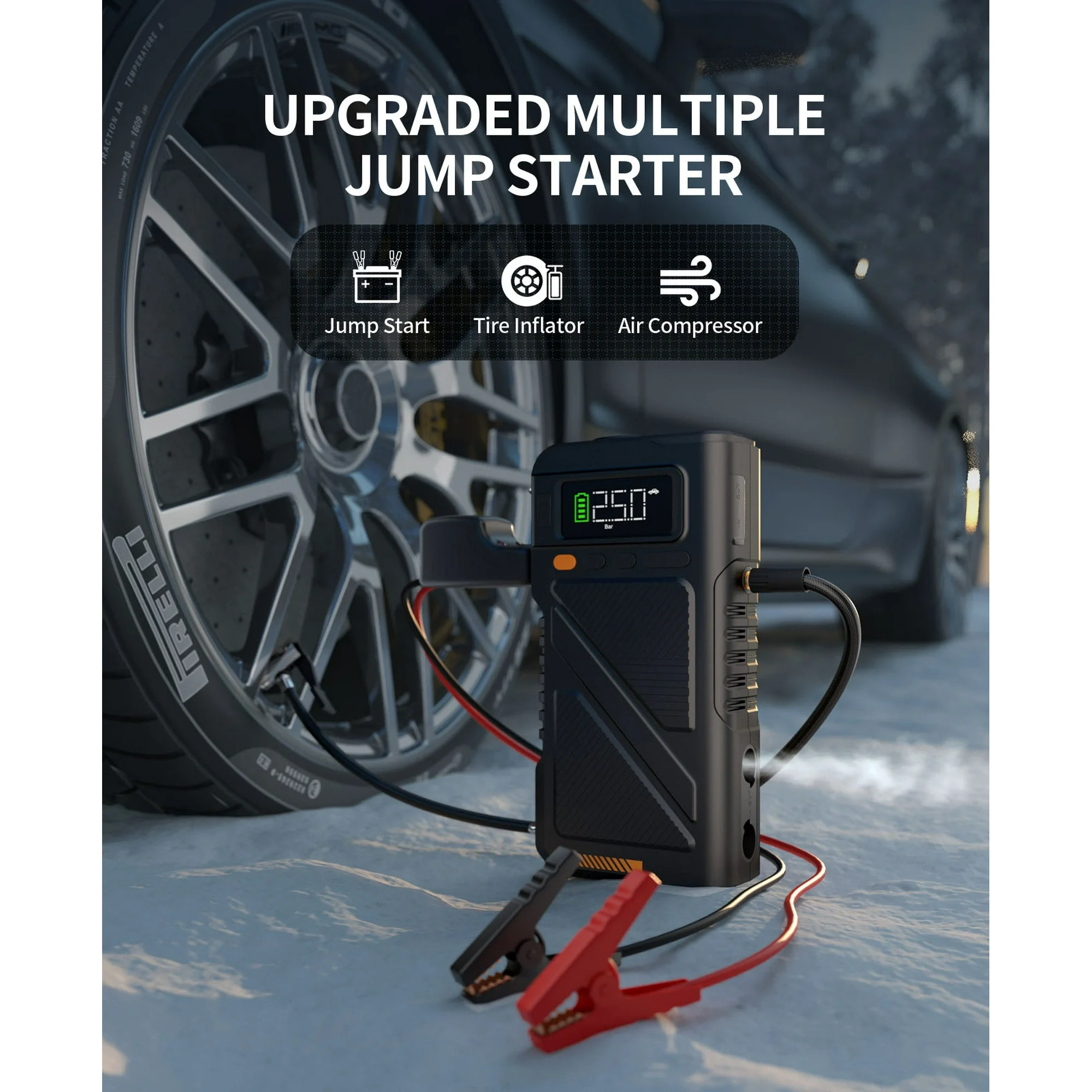 Geeneu 7-in-1 Jump Starter with Air Inflator & Deflator Compressor