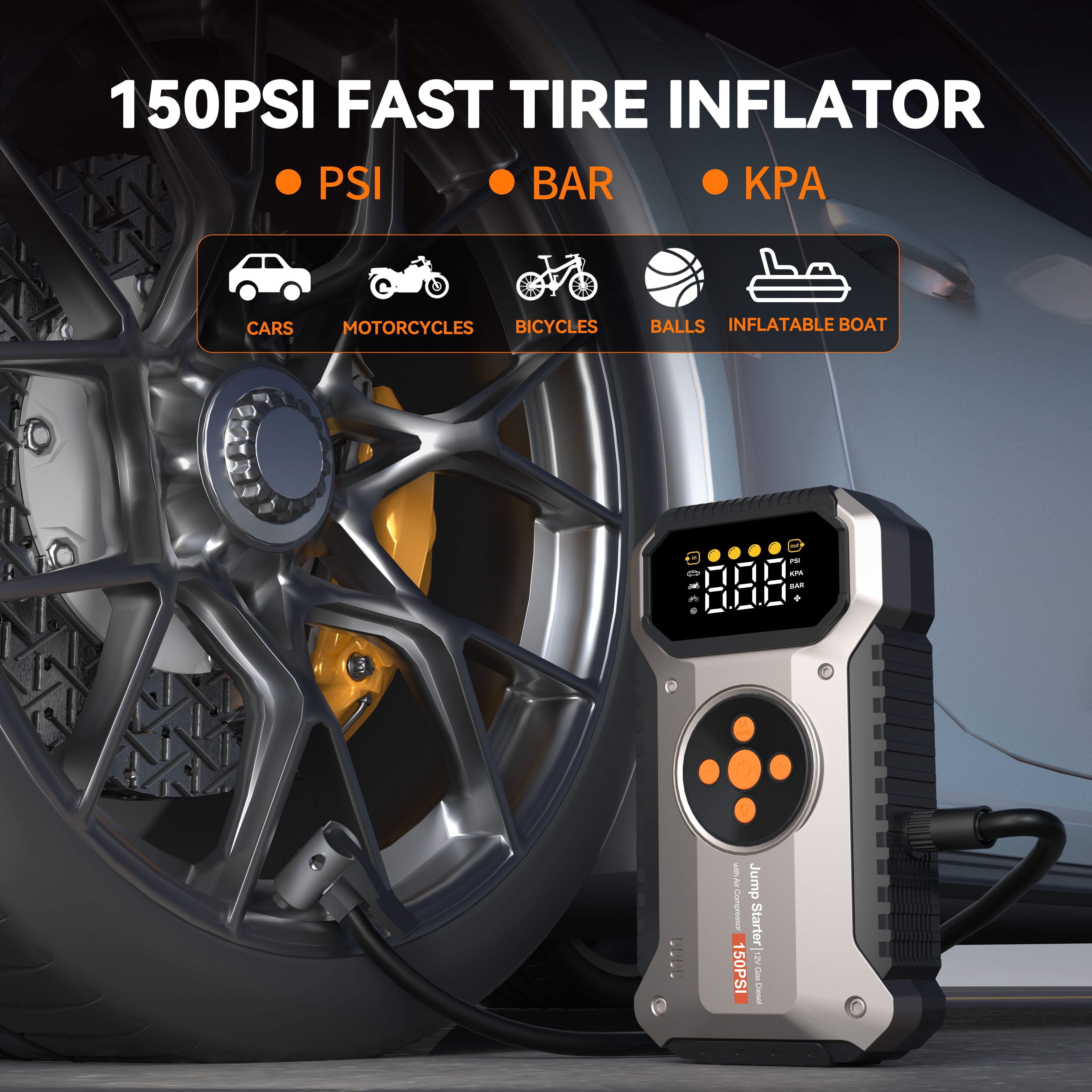 Jump Starter with Air Compressor,  5000A Peak Jump Box Starter for Car Battery