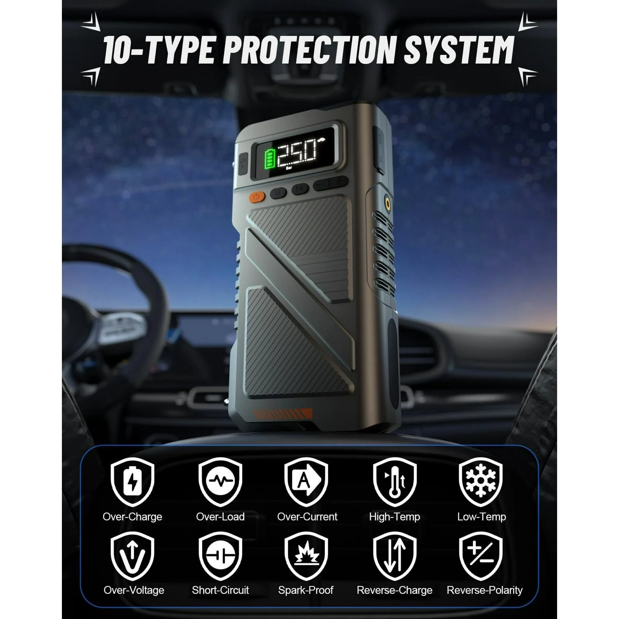 9000A Jump Starter with Air Compressor