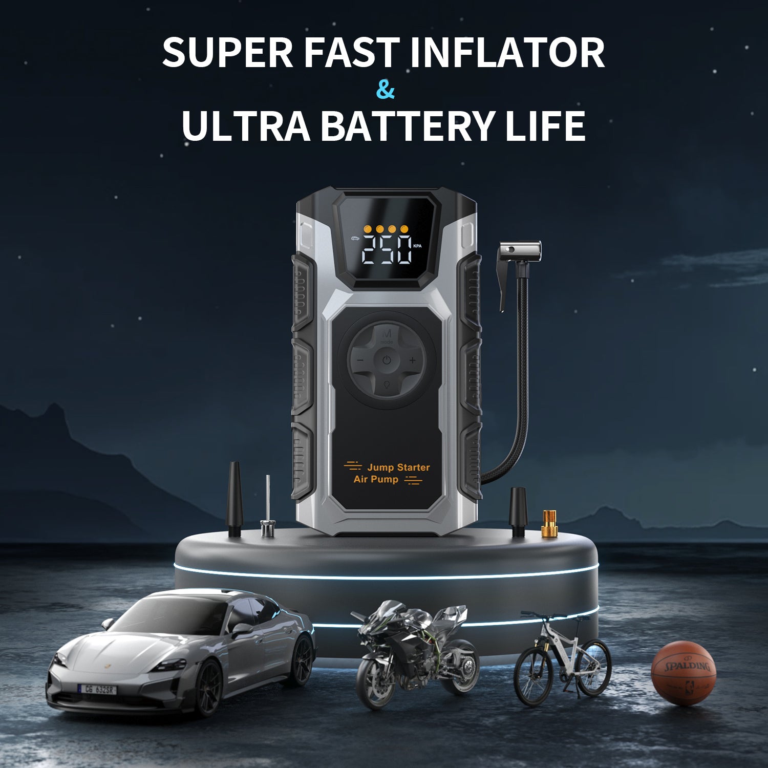 5000A Car Jump Starter with Air Compressor & Tire Inflator