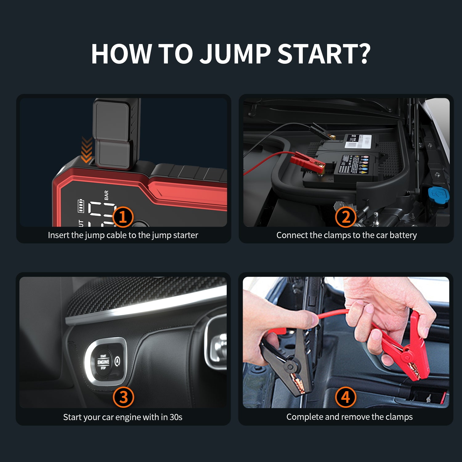 Portable Car Jump Starter,5000A Peak 12V Battery