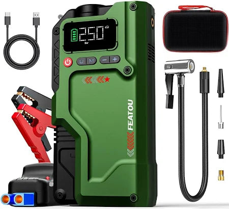 Featou Car Jump Starter with Air Compressor, 6000A Peak 12V Battery
