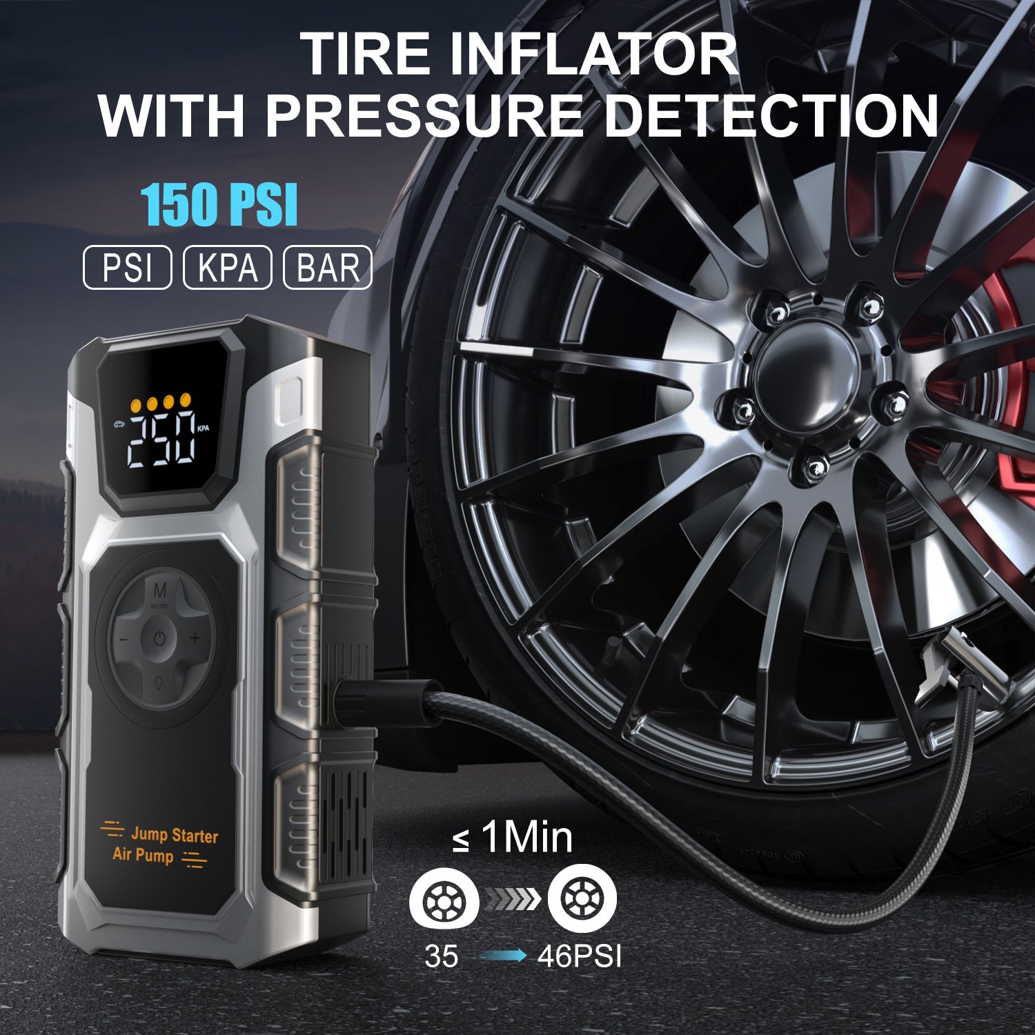5000A Car Jump Starter with Air Compressor & Tire Inflator